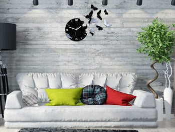 Moderna stenska ura BUTTERFLY 3D BLACK NH048