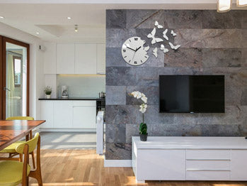 Moderna stenska ura BUTTERFLY 3D WHITE NH049